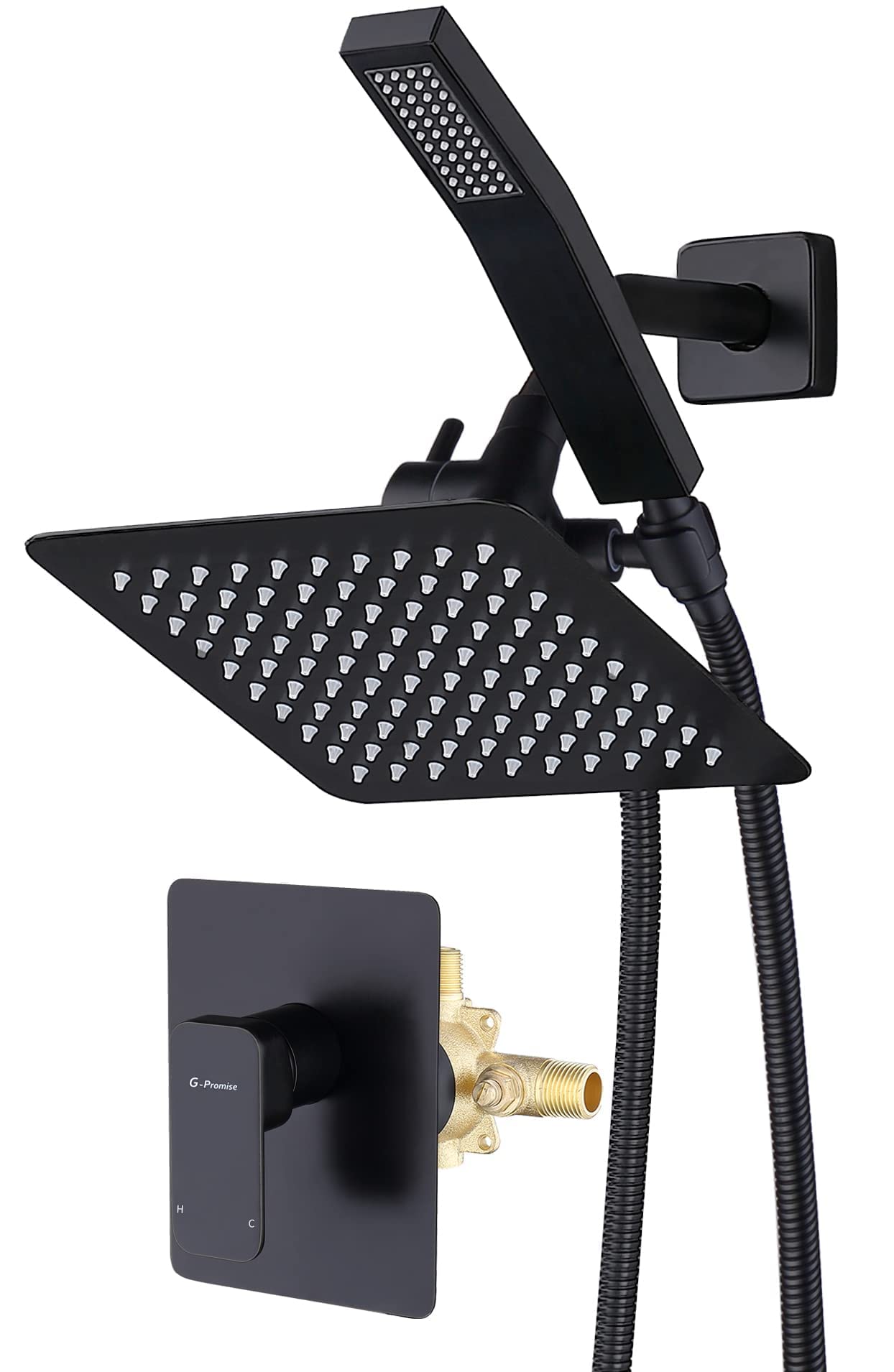 金属製シャワーヘッドセット Amazon.co.jp: 全金属シャワー蛇口セット デュアルスクエア